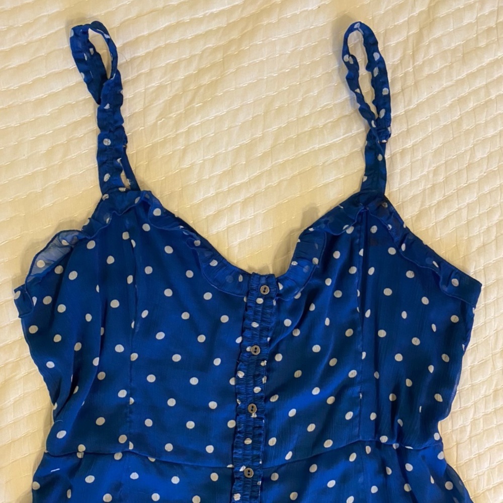 Blue and White Polka Dot Dress